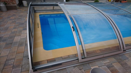 GFK Pool Ueberdachung Elegant 6 Schiebehalle flache extra Schienen SONDERPREIS!!