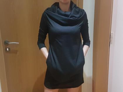 Damen Kapuzenkleid Schwarz Größe S