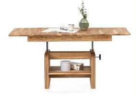 Couchtisch eiche massiv geölt pneumatisch höhenverstellbar mit Auszug C-2286