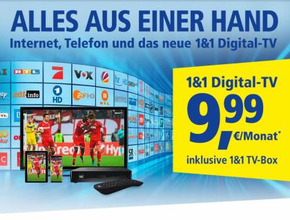 1&1 Digital-TV. ALLES AUS EINER HAND: Internet, Telefon und Fernsehen! Nur 9, 99