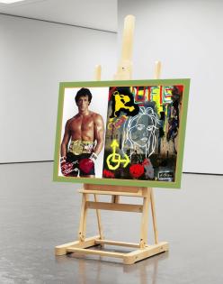 Sylvester Stallone: Signiertes Kunstwerk. XXL-Wandbild. Unikat! Geschenkidee.