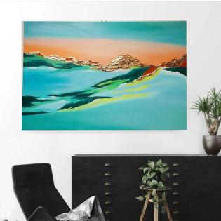 Abstrakt Gemälde Acryl Struktur Blattgold