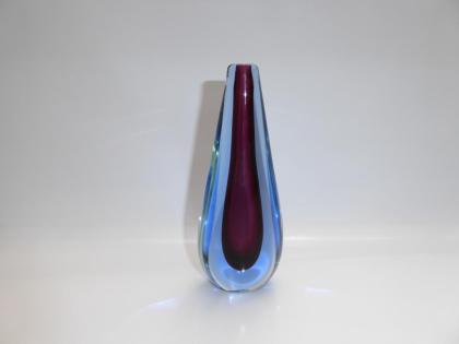 Murano Glas-Vase 60-er Jahre, Sommerso, Flavio Poli Ära, blau rot