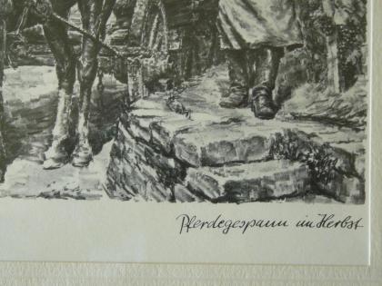 Strieffler Pferdegespann alte Grafik (B083)