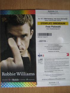 2x Robbie Williams live in Hamburg am 15.07.06 Innenraum!!!