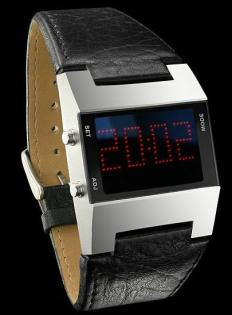 Herrendigitaluhr mit roter Leuchtschrift