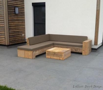 Stylische Bauholz Lounge-Eckbank Leverkusen von www.exklusivdutchdesign.de