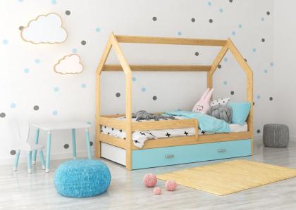 Bett Babybett Kinderbett Hausbett mit Schublade Kiefer D3