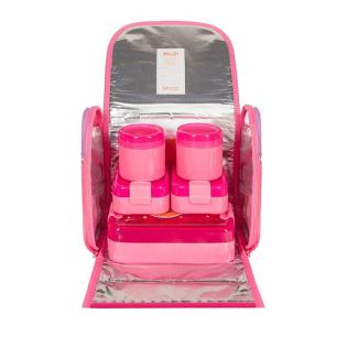 LUNCH BOX Pink Rosa Set für Schule Lunchbox Lunchboxen Snackbox