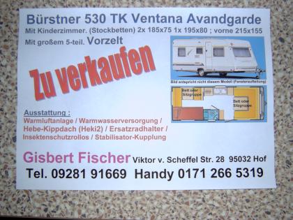 Wohnwagen zu verkaufen, Bürstner 530TK Ventana Avandgarde mit Vorzelt.