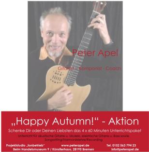 Happy Autumn Aktion 4x Unterricht Gitarre Ukulele Bass