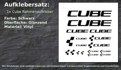 Lasercut Cube Decals - Schwarz (Fahrradrahmenaufkleber, Framesticker)