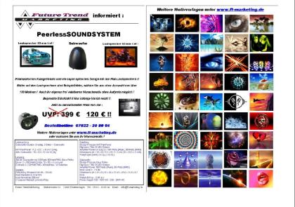 Peerless Soundstystem (aufhängbares Boxensystem) mit Wunschmotiven