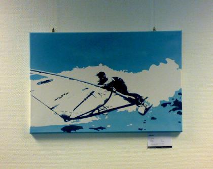 Handgemachtes Pochoir Surfer 60cm x 40cm