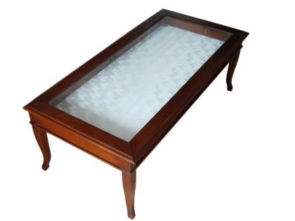 Antik Stiltisch aus dunklem Holz mit Glasvitrine