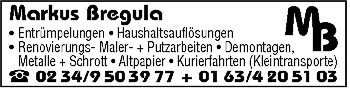 Haushaltsauflösungen, Entrümpelungen,Transporte,Demontagen,Altpapierentsorgung u