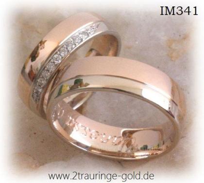 Trauringe Eheringe Bicolor Diamanten Weißgold Rosegold 585 - IM341