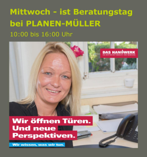 Jeden Mittwoch - Beratungstag bei PLANEN-MÜLLER GmbH!