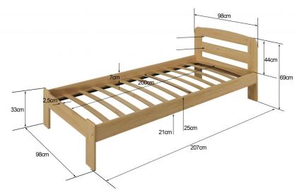 Bett Nuss Holzbett mit Lattenrost Matratze Kieferholz Schaummatratze Kinderbett