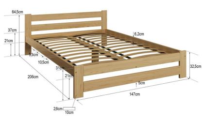 Bett Massivholzbett mit Lattenrost unlackiert unbehandelt Kiefer 90/ 120/ 140/ 1