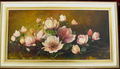 Gemälde Rudolf Winter Magnolien alt (B062)