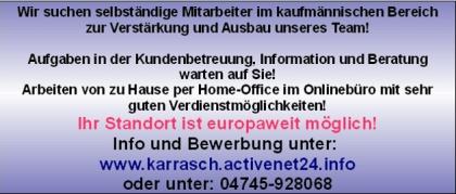 Wir suchen selbst. Mitarbeiter für Haupt- oder Nebenjob (2.Standbein) mit Home-O