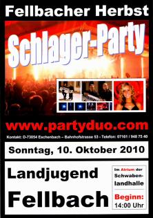 Fellbacher Herbst2021 Programm – Party Partys - Partyduo.com  - Schlager Party 