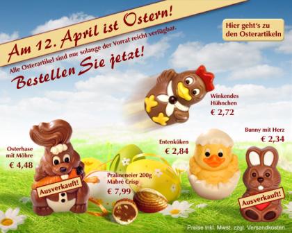 Am 12. April ist Ostern  - Verschenken Sie feinste Schokolade-lecker 