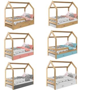 Bett Babybett Kinderbett Hausbett mit Schublade Kiefer D3