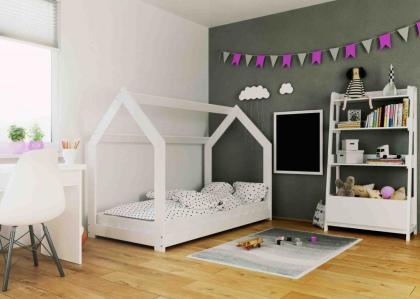 KINDERBETT HAUSBETT 160x80 WEISS D2 mit Lattenrost