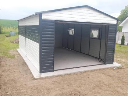 Blechgarage 4x6 mit Schwingtor mit Horizontalpanel Garage verzinkt weiß schwarz