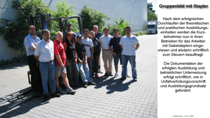 Kranschein / Staplerschein - Ausbildung allgemein gültig