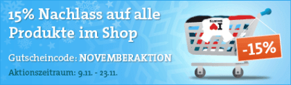 15 Prozent Rabatt auf alle Artikel