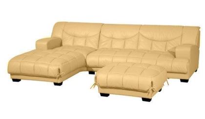 Neu. D998 Leder Ecksofa mit Hocker