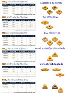 Wendeplatten ISO zum Drehen ab 1,60€ pro Stück