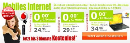 Mobiles Internet bis zu 3 Monate kostenlos inklusive Datenstick  Vodafone 