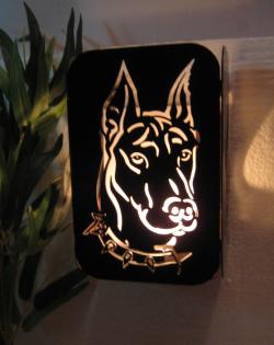 Dobermann Lampe Licht Groß innen/außn Hund Neuheit