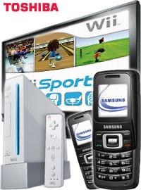 Handy Bundle Toshiba 32 Zoll LCD-Fernseher  Wii  2xSamsung SGHB130 gratis Handy 