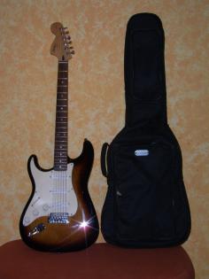 Fender Squier Lefthand Brown Sunburst Rosewood mit Tasche