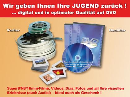 Digitale Überspielungen Ihrer Filme, Videos, Dias oder Fotoalben auf DVD !