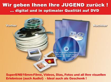 Digitale Überspielungen Ihrer Filme, Videos, Dias oder Fotoalben auf DVD ! 