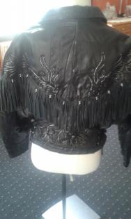 Damen Biker-Lederjacke Gr. 36 mit Fansen