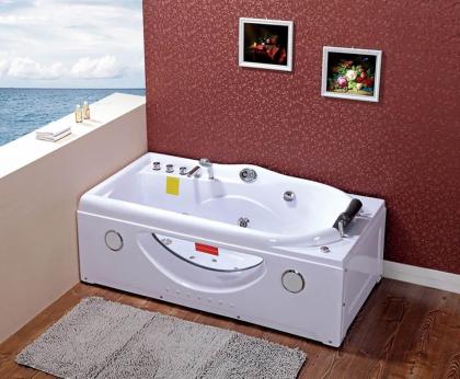 Badewanne Whirlpool Jacuzzi 9 Düsen LED Rechteckig Ozonsystem
