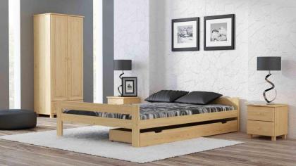 Bett unlackiert Holzbett mit Lattenrost Kieferholz roh Einzelbett unbehandelt 90