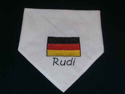 Hundehalstuch zur WM mit Namen und Deutschlandflagge Deutschlandfahne bestickt