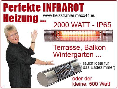 Infrarot Heizstrahler Power Therm Tripl IP34 - der unter den Schirm passt