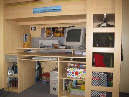 Hochbett mit Schreibtisch als Unterbau