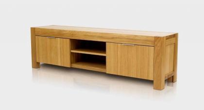 LENA TV BANK EICHENHOLZ TRANSPARENT LACK MASSIVHOLZ BLUM BESCHLÄGE 160x55x40cm