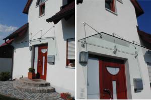 Ganzglas-Edelstahl-Vordach Berlin