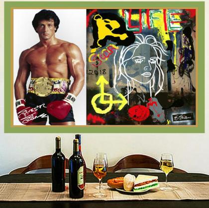 Sylvester Stallone: Signiertes Kunstwerk. XXL-Wandbild. Unikat! Geschenkidee.